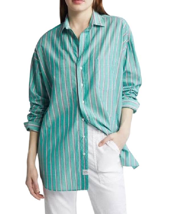 Leanne S01 Morgan Green Striped Shirt Clanton Jacket