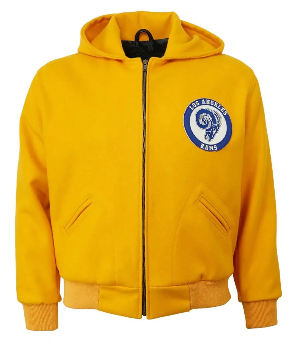 1950 Los Angeles Rams Yellow Wool Hooded Jacket WorthVee