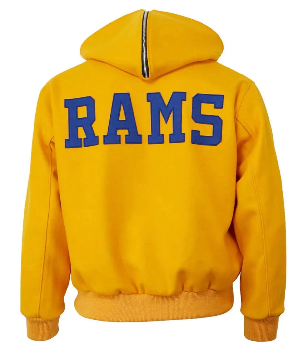 1950 Los Angeles Rams Yellow Wool Hooded Jacket WorthVee