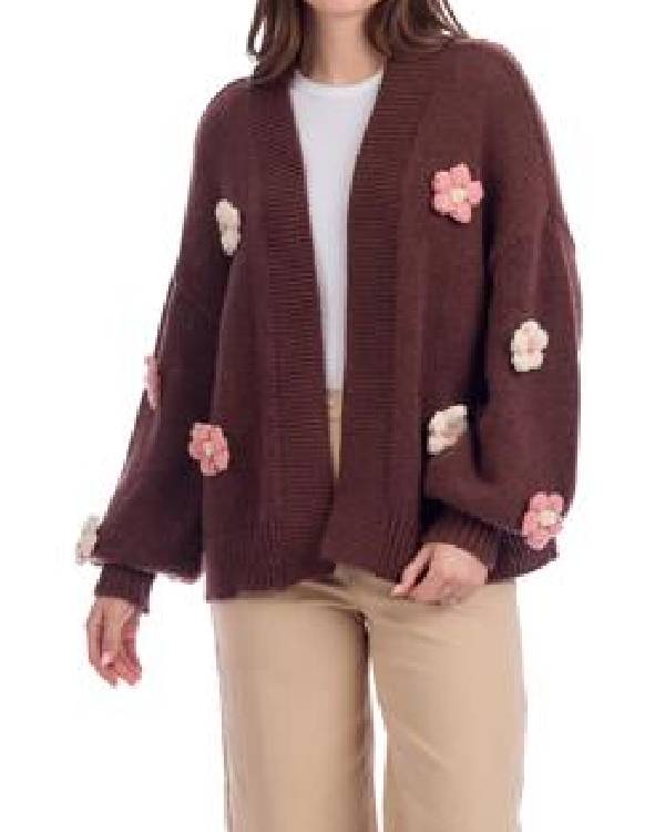 The Neighborhood Beth Behrs Brown Flower Cardigan