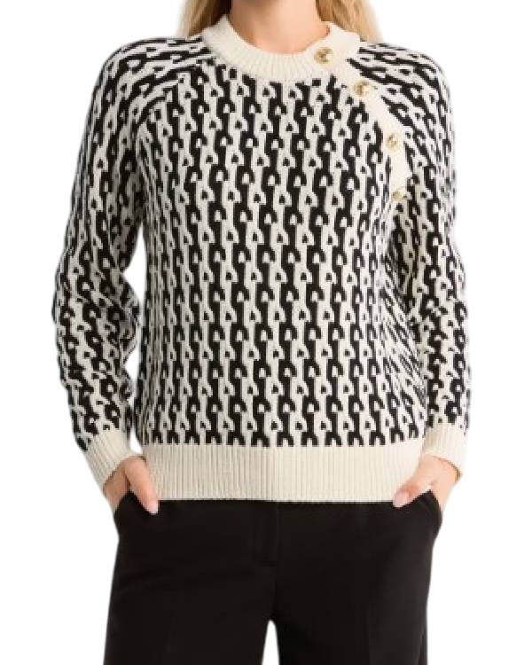 Today Show Dylan Dreyer Black and White Knit Sweater