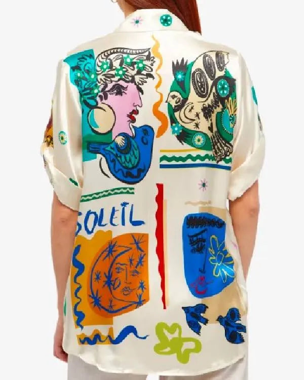 The Valley Persian Style S01 Sky Asakari Blue/Beige Graphic Print Shirt
