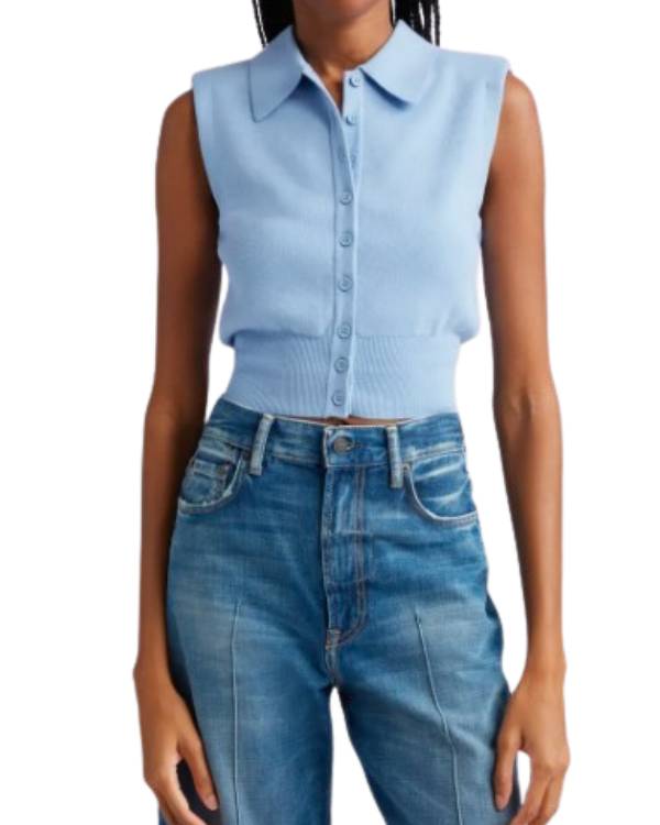 The Summer I Turned Pretty Lola Tung Blue Sleeveless Sweater Clanton Jacket
