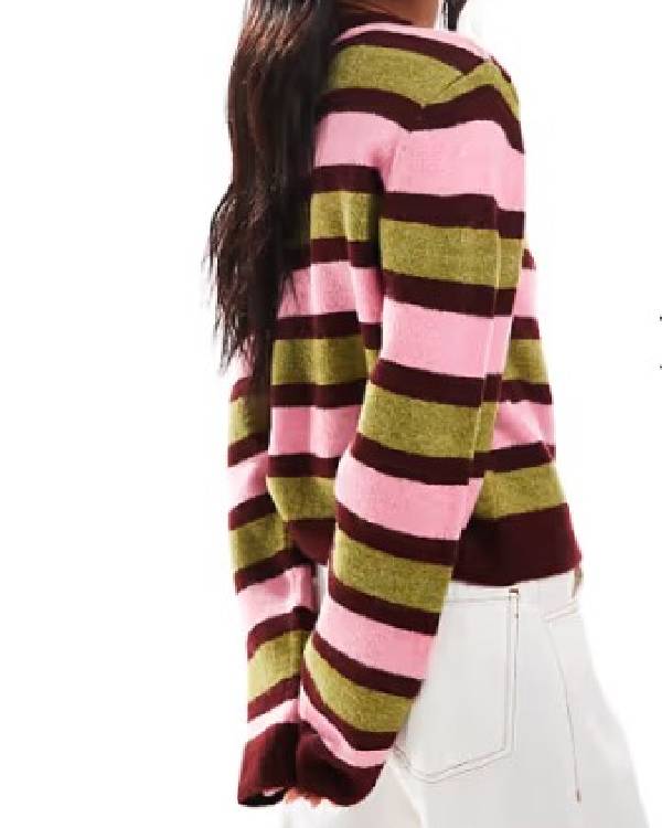 Daddy Issues Aimee Lou Wood Green & Pink Striped Cardigan