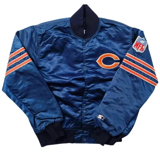 80s Chicago Bears Blue Satin Jacket