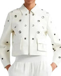9-1-1 Athena Grant White Grommet Leather Jacket WorthVee