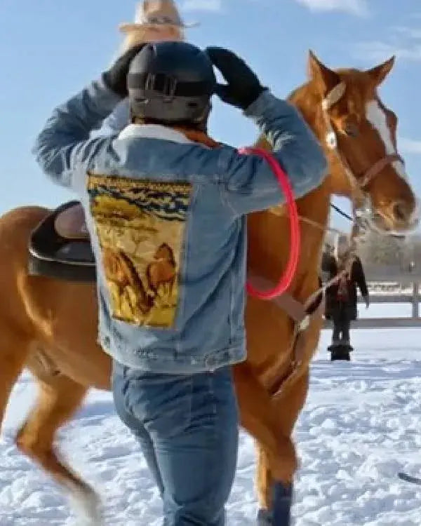 A Wild West Christmas Joey Scarpellino Horse Printed Denim Jacket WorthVee