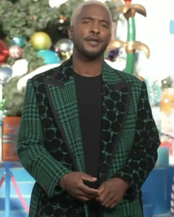 Access Hollywood Scott Evans Green & Black Houndstooth Coat