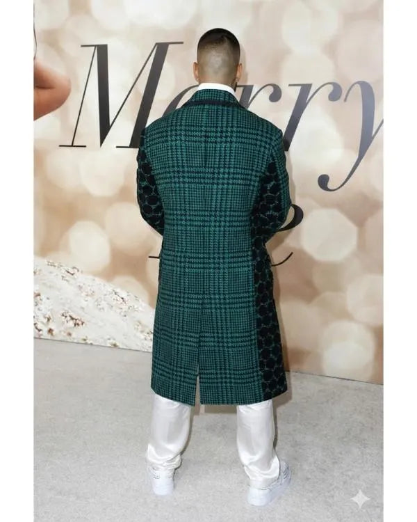 Access Hollywood Scott Evans Green & Black Houndstooth Coat