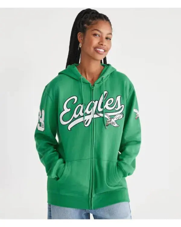 Aeropostale Eagles Script Full-Zip Hoodie WorthVee