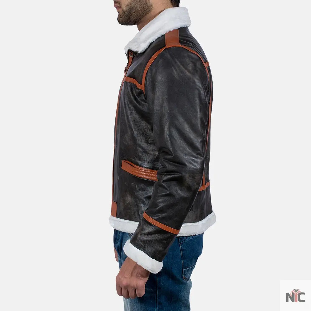 Alpine Brown Fur Leather Jacket Clanton Jacket