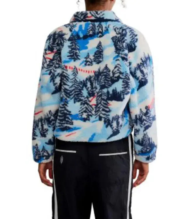 Alpine Tree Abstract Print Fleece Jacket WorthVee