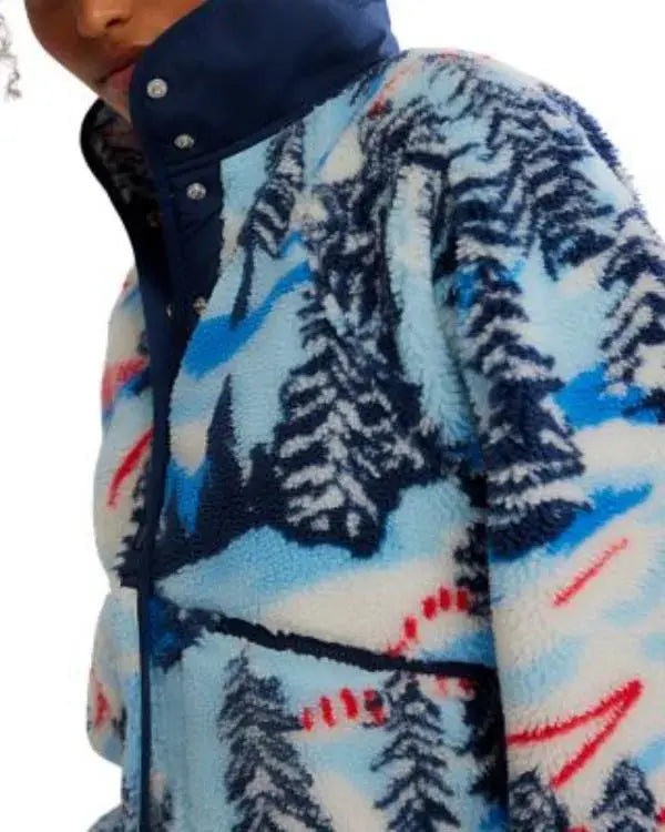 Alpine Tree Abstract Print Fleece Jacket WorthVee