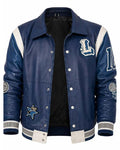 American Idol S24 Lionel Richie Blue Leather Varsity Jacket WorthVee