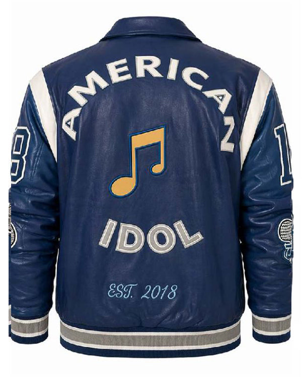 American Idol S24 Lionel Richie Blue Leather Varsity Jacket WorthVee
