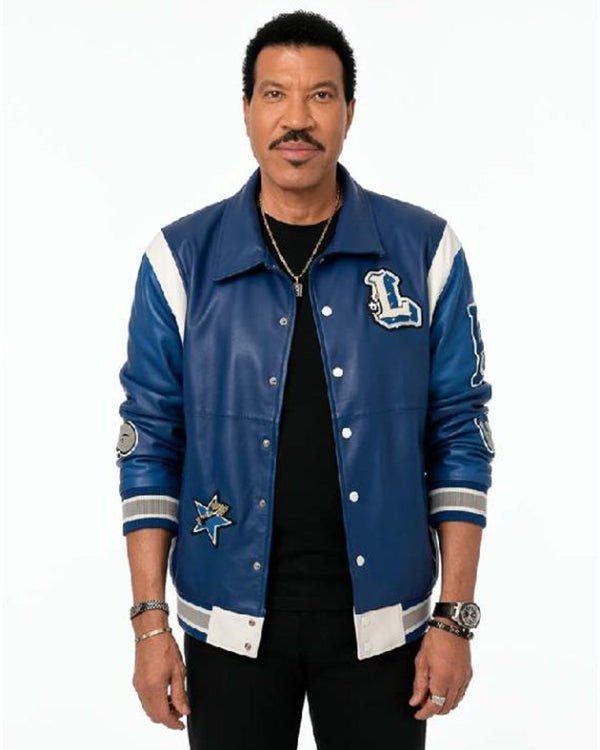 American Idol S24 Lionel Richie Blue Leather Varsity Jacket WorthVee