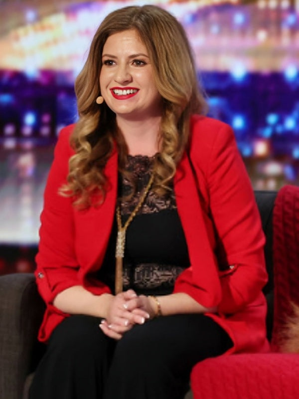 Americas Got Talent S21 Julia Red Ruched Blazer WorthVee