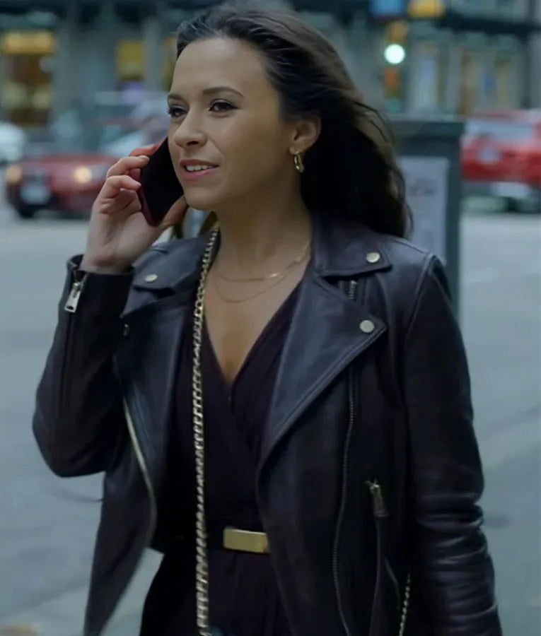 An Unexpected Valentine Lacey Chabert Black Leather Jacket