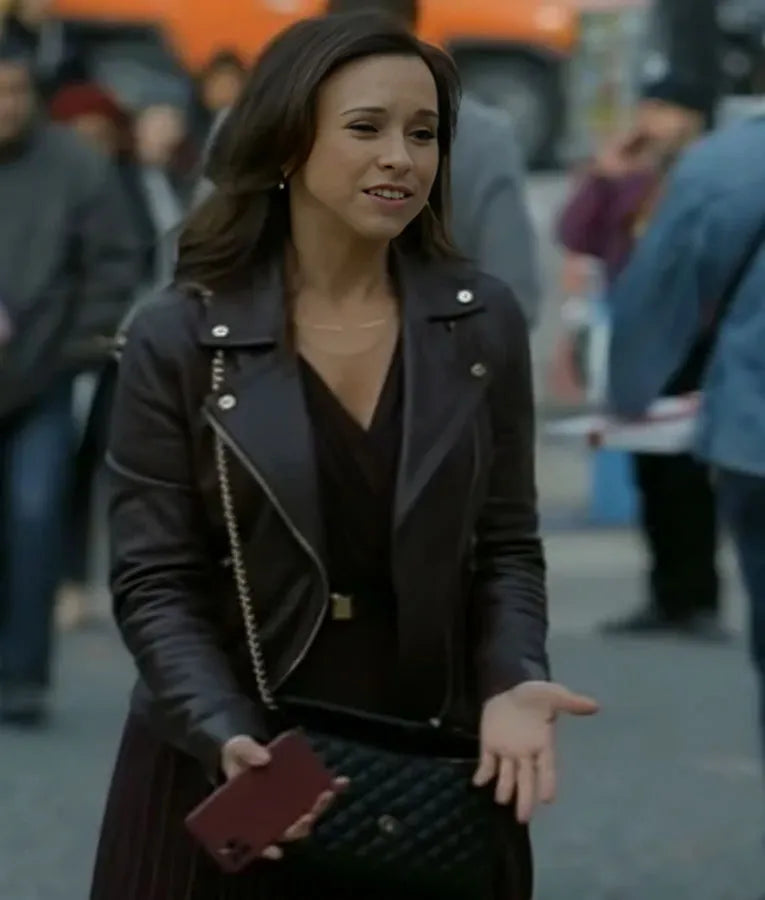 An Unexpected Valentine Lacey Chabert Black Leather Jacket