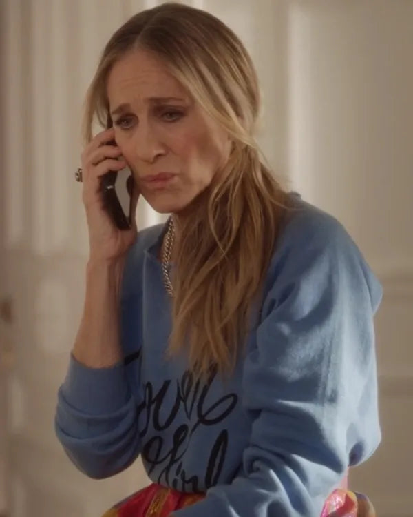 And Just Like That Carrie Bradshaw Blue Sweatshirt