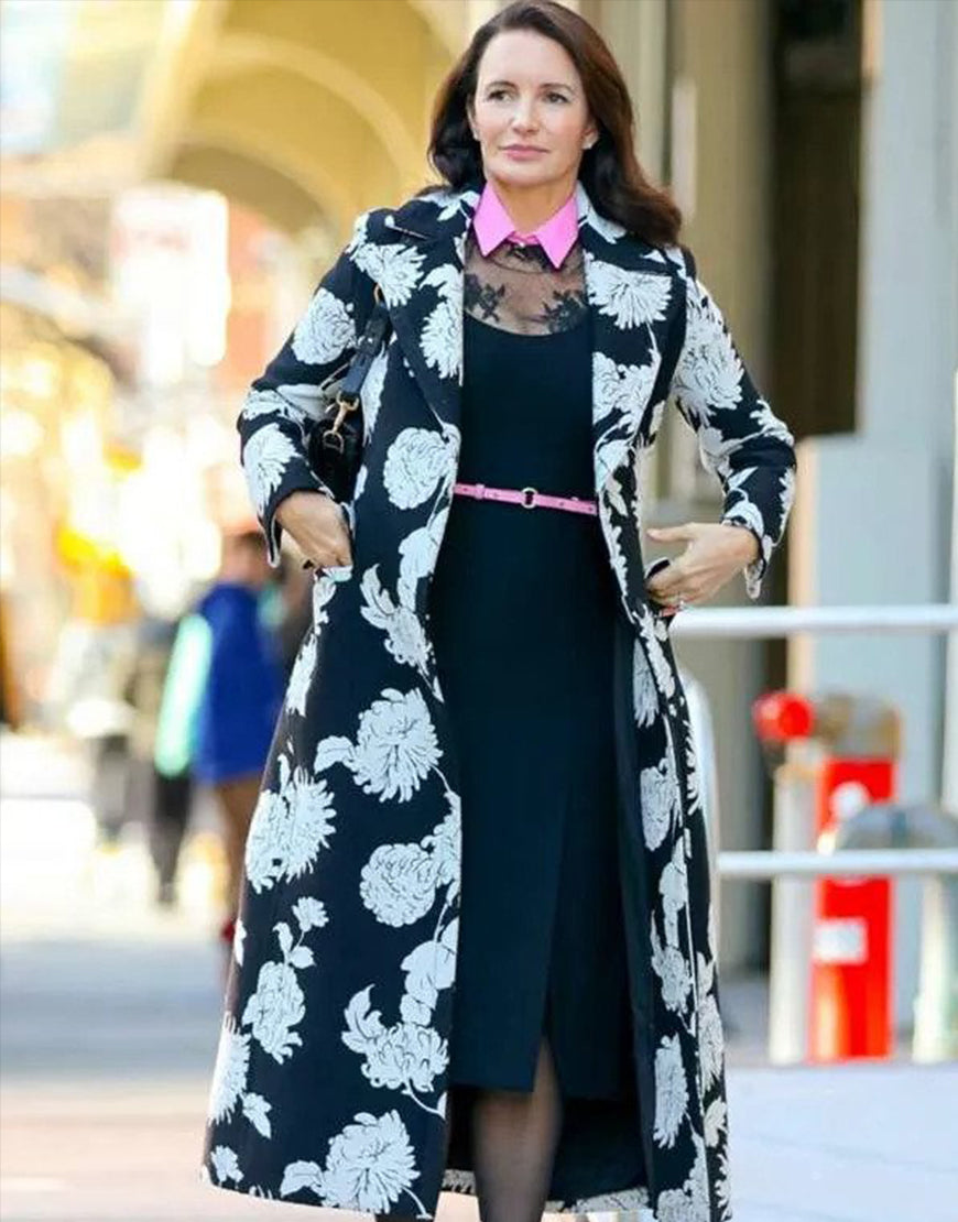 And Just Like That S02 Kristin Davis Floral Trench Coat Clanton Jacket