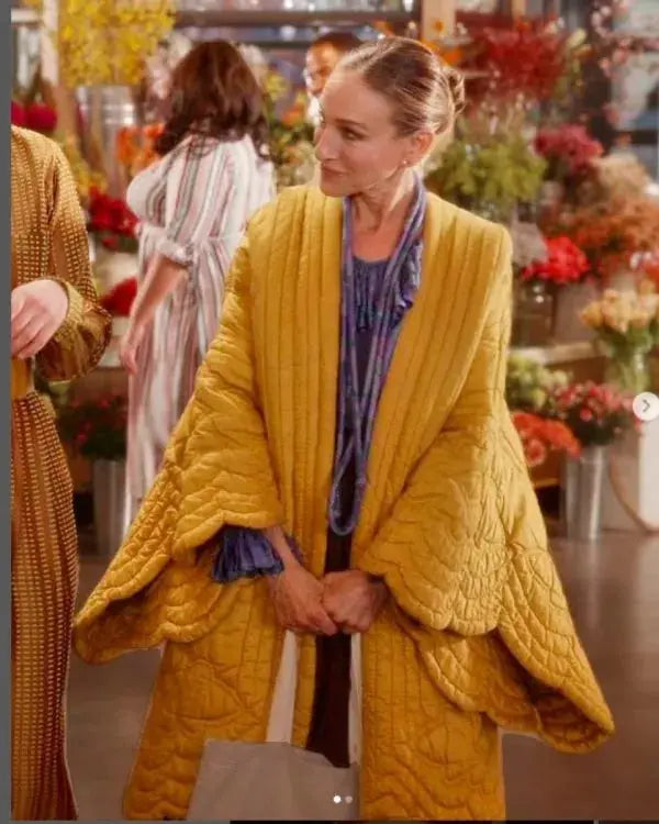 And Just Like That S02 Sarah Jessica Parker Yellow Scalloped Coat WorthVee