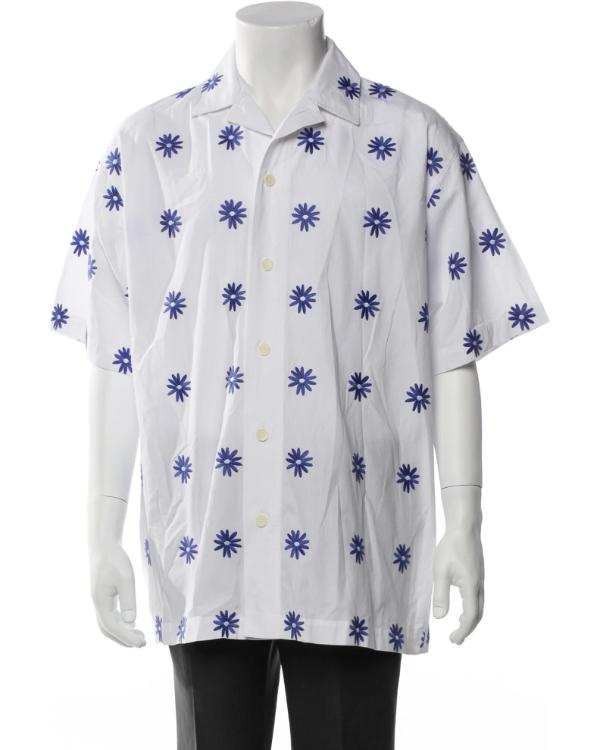 Malice S01 Teddie Allen Blue Floral Embroidered White Shirt