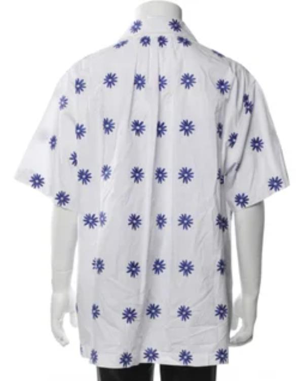 Malice S01 Teddie Allen Blue Floral Embroidered White Shirt