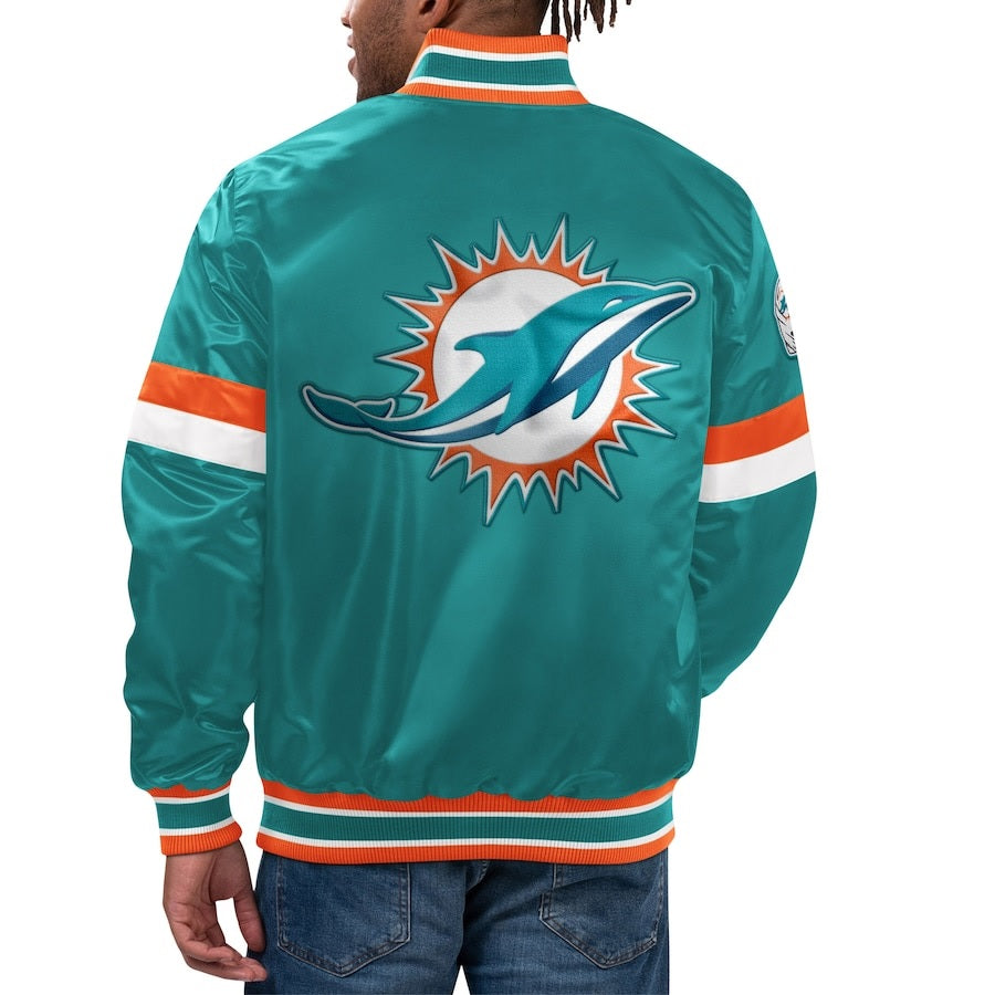 Men’s Starter Aqua Miami Dolphins Home Game Satin Jacket WorthVee