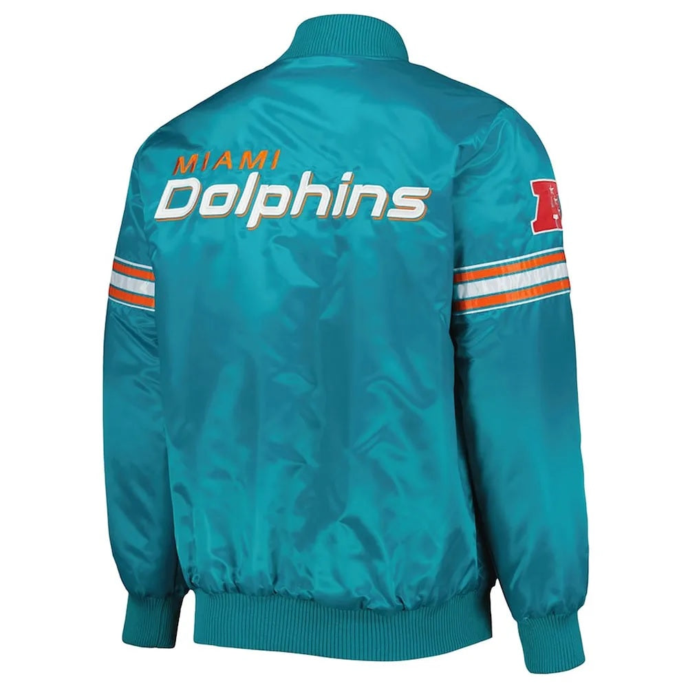 Aqua Miami Dolphins Pick and Roll Satin Jacket Rackup