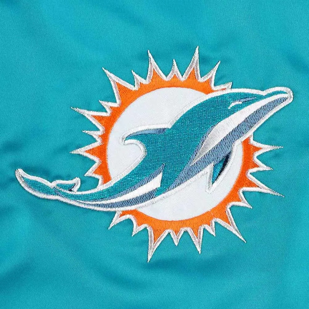 Aqua Miami Dolphins Pick and Roll Satin Jacket Rackup
