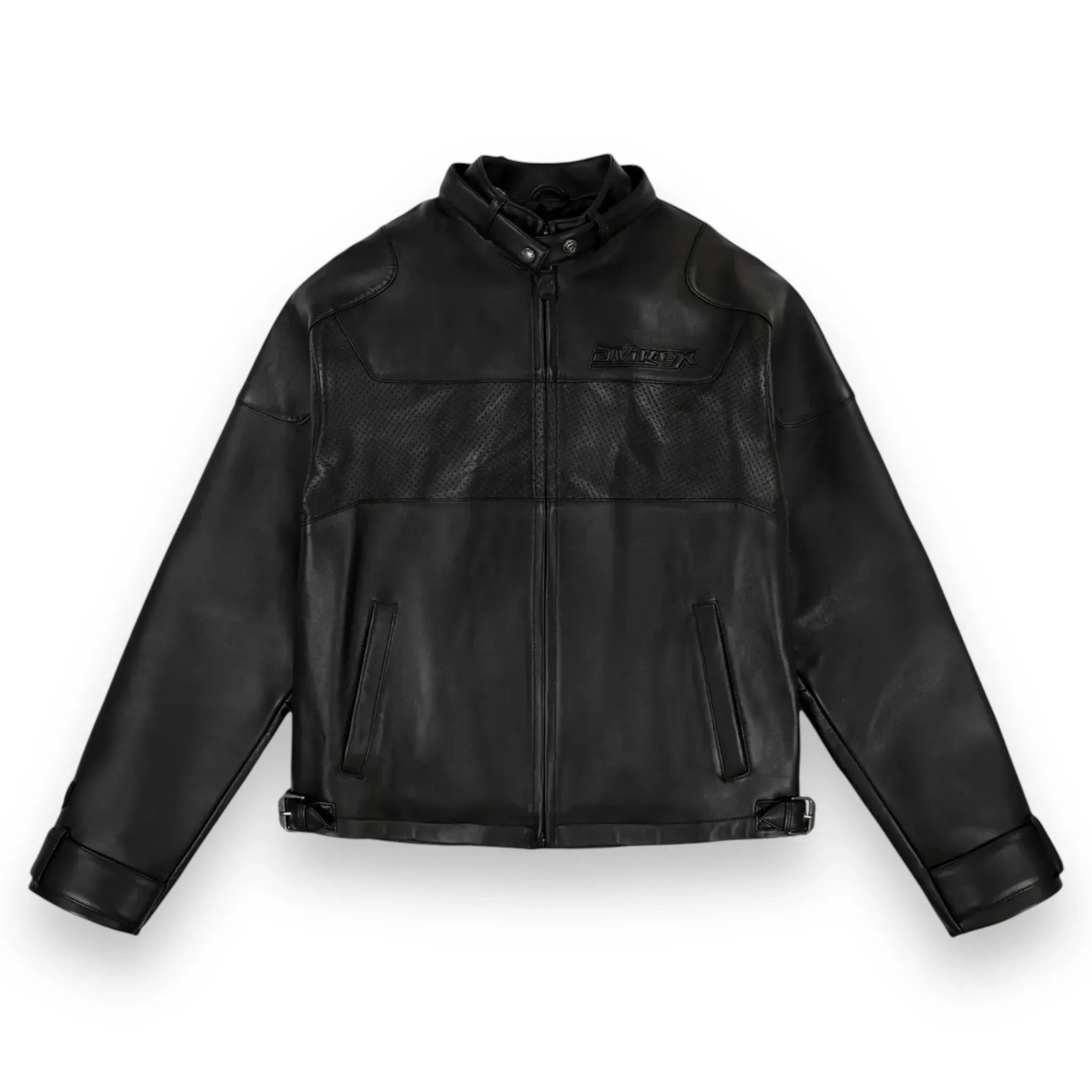 Avirex Inspired Black-out Racing Leather Jacket