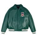 Avirex Inspired Cropped Icon Green Leather Jacket