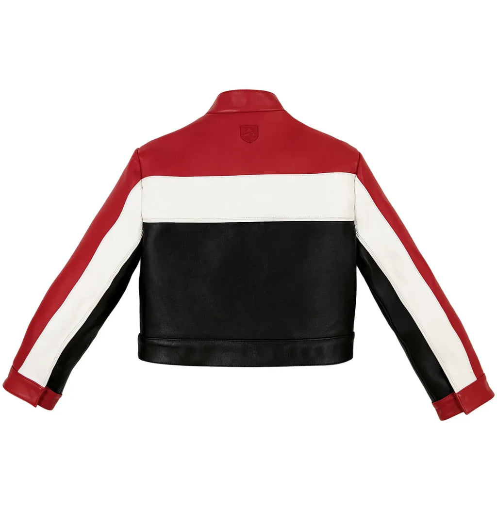 Avirex Inspired Cropped Moto Leather Jacket