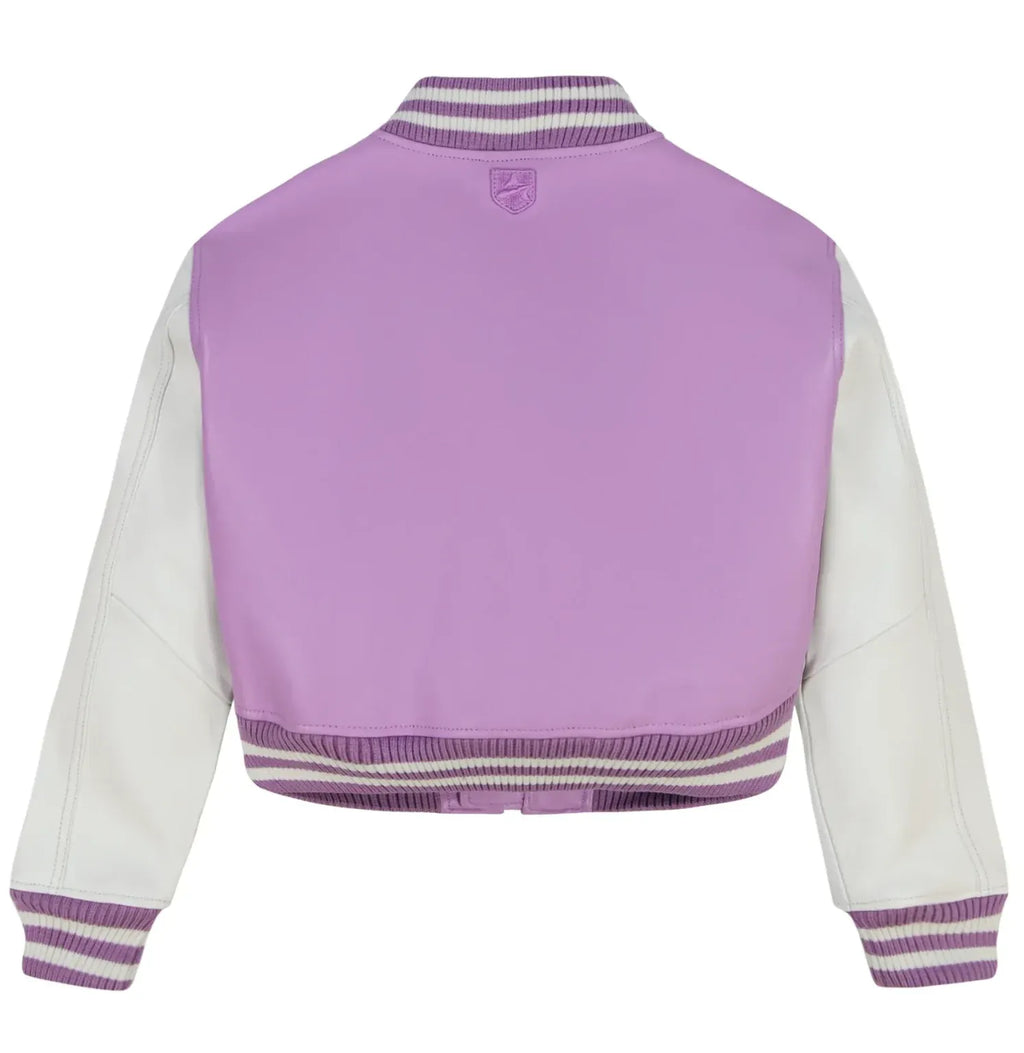 Avirex Inspired Cropped Script Wool Leather Jacket