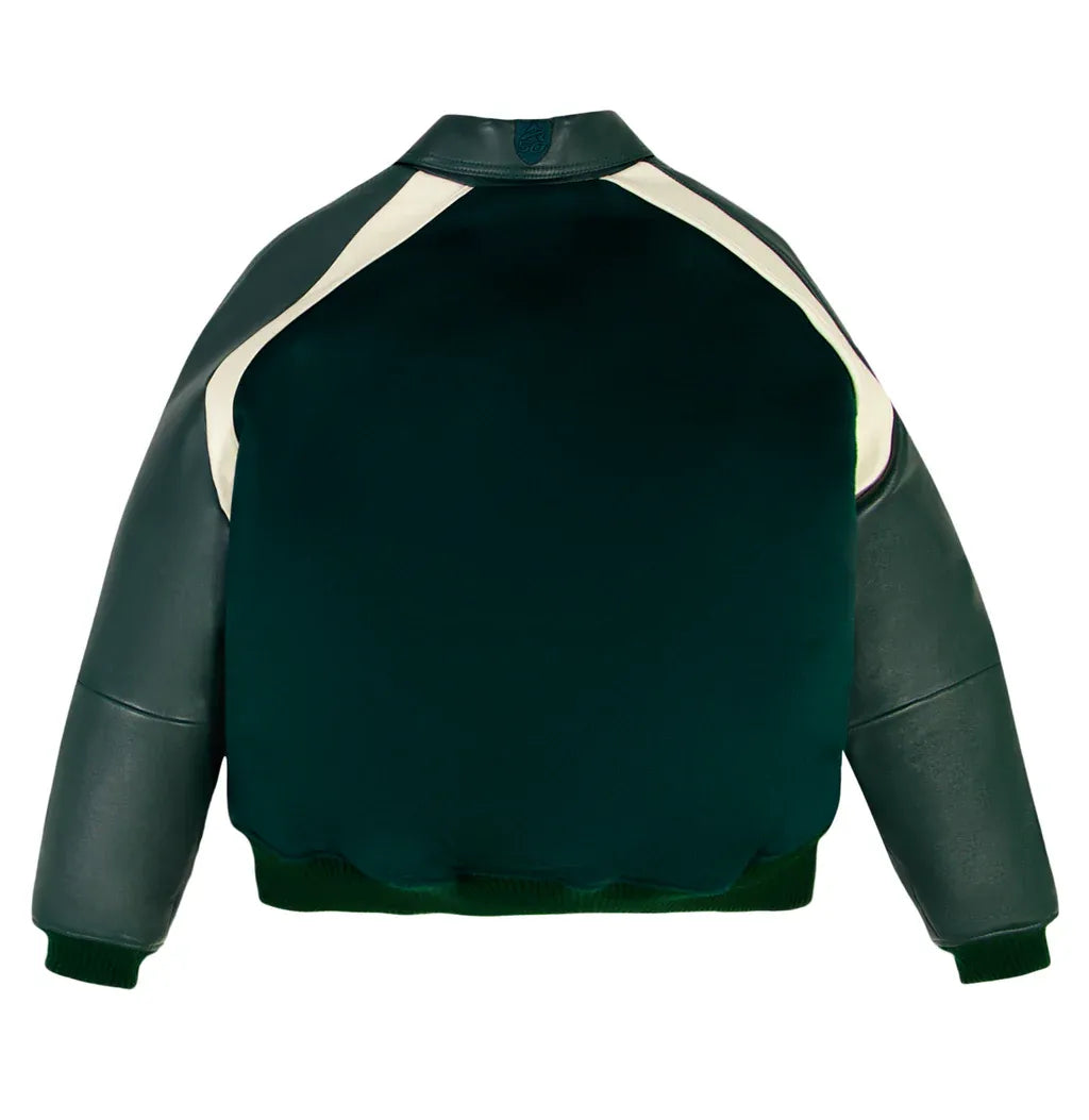 Avirex Inspired Green And Black Wool Leather Varsity Jacket
