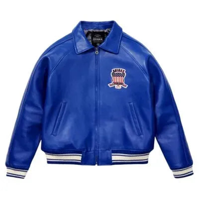 Avirex Inspired Icon Blue Leather Jacket