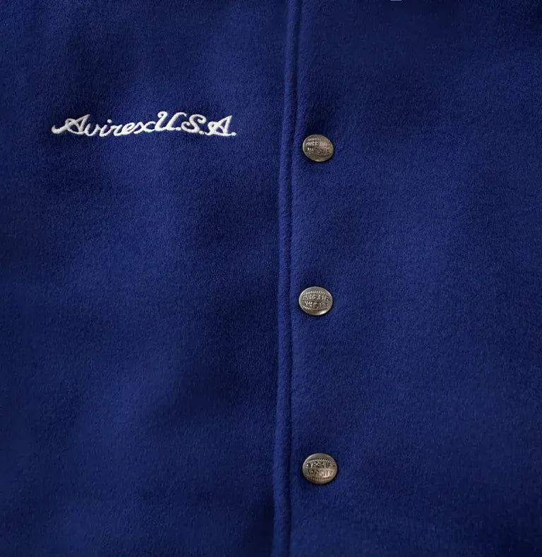 Avirex Inspired Limited Edition Blue Wool Leather Jacket
