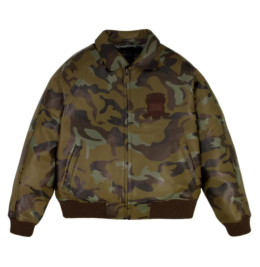 Avirex Inspired Limited Edition Camo Green Leather Jacket