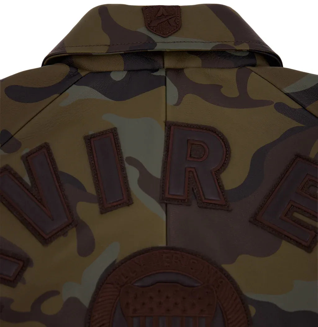 Avirex Inspired Limited Edition Camo Green Leather Jacket