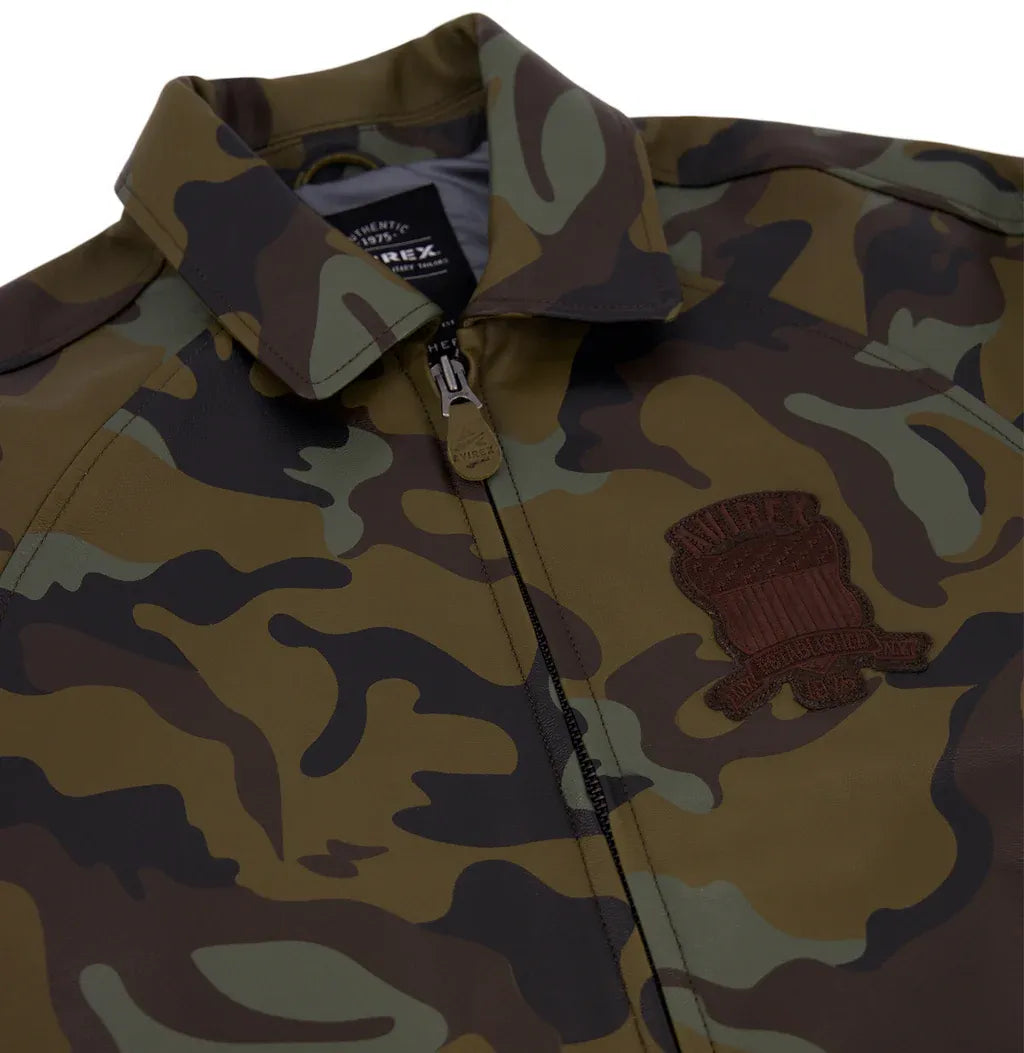 Avirex Inspired Limited Edition Camo Green Leather Jacket