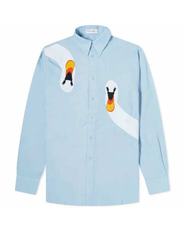 Baked with Love Holiday S01 Swan Print Light Blue Shirt