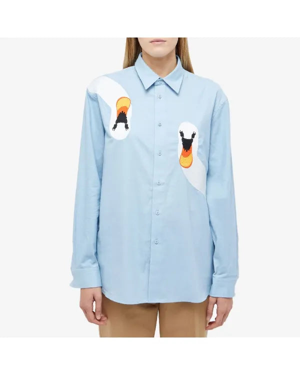 Baked with Love Holiday S01 Swan Print Light Blue Shirt