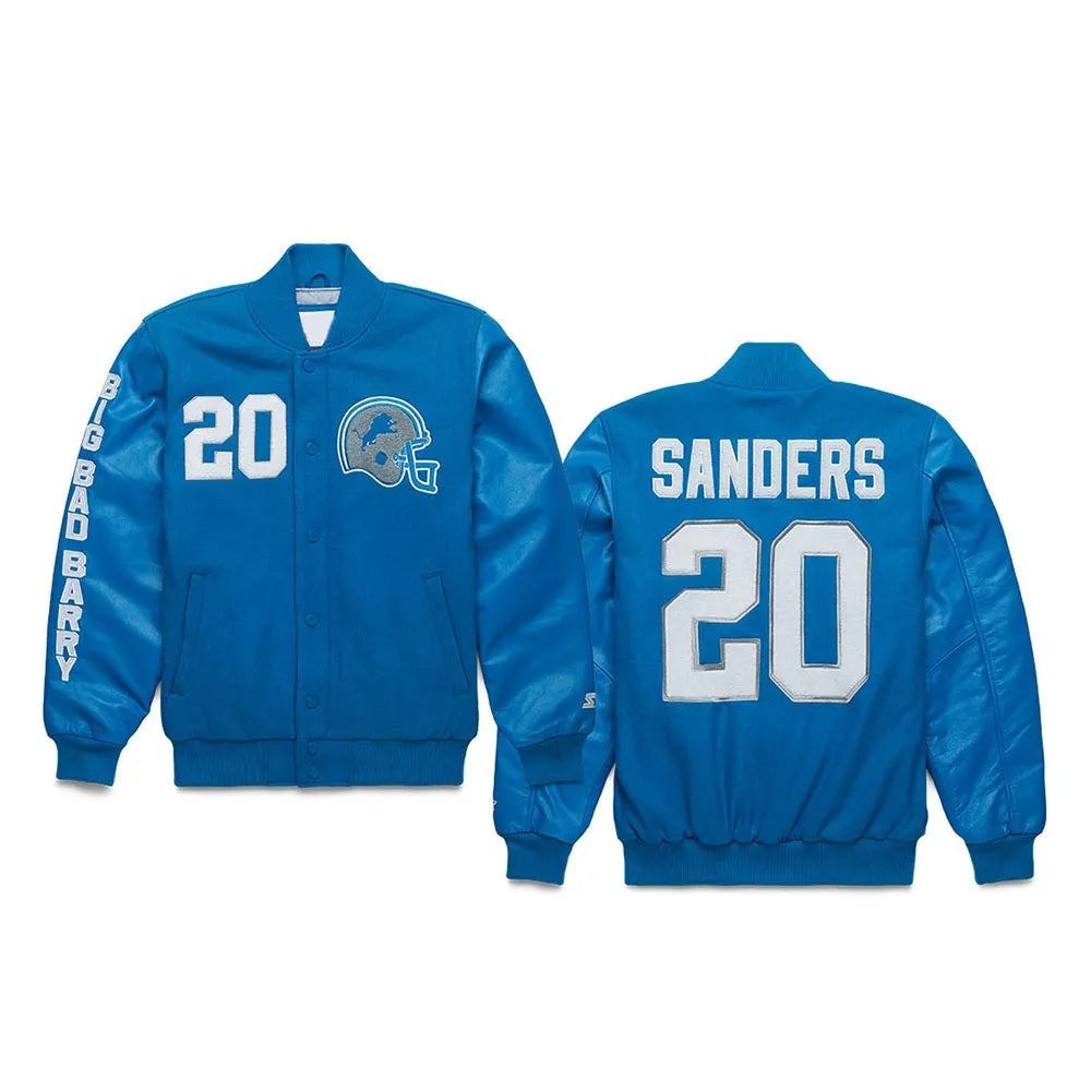 Barry Sanders Detroit Lions Jacket WorthVee