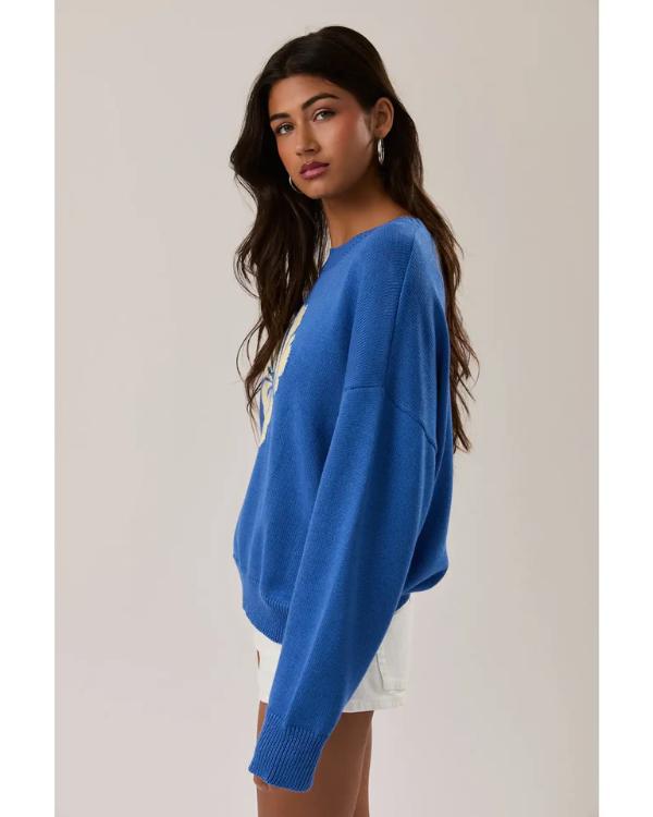 Battle On The Beach S05 Blue Hibiscus Pullover Sweater WorthVee