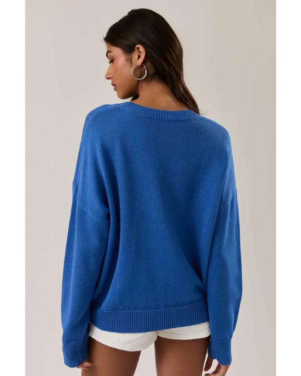 Battle On The Beach S05 Blue Hibiscus Pullover Sweater WorthVee
