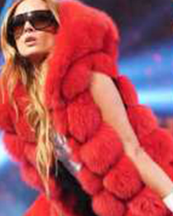 WWE Pay-Per-View 2025 Rebecca Quin Red Fur Vest