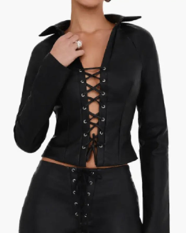 Beyond The Gates 2025 Dana Leslie Thomas Leather Lace Up Top WorthVee