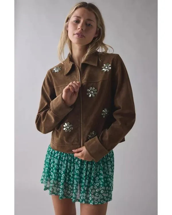 Beyond the Gates 2026 Camryn Jade Embellished Suede Jacket