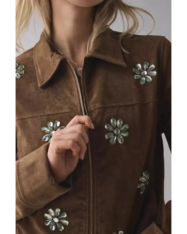 Beyond the Gates 2026 Camryn Jade Embellished Suede Jacket